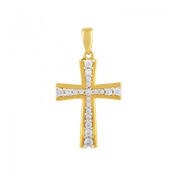 Pendentif croix en Or 750/1000 ornée d'oxydes de zirconium