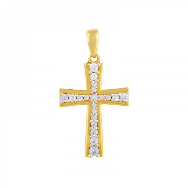 Pendentif croix en Or 750/1000 ornée d'oxydes de zirconium