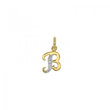 Pendentif Lettre B Or 18K et Diamant