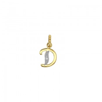 Pendentif Lettre D Or 18K et Diamant