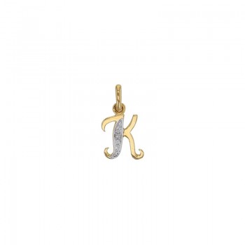 Pendentif Lettre K Or 18K et Diamant