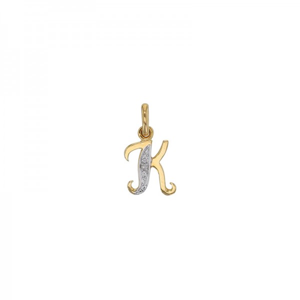 Pendentif Lettre K Or 18K et Diamant