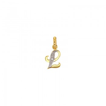 Pendentif Lettre L Or 18K et Diamant