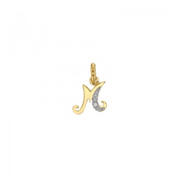 Pendentif Lettre M Or 18K et Diamant