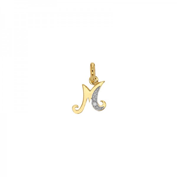 Pendentif Lettre M Or 18K et Diamant