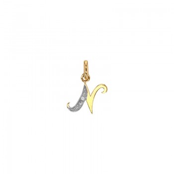 Pendentif Lettre N Or 18K et Diamant