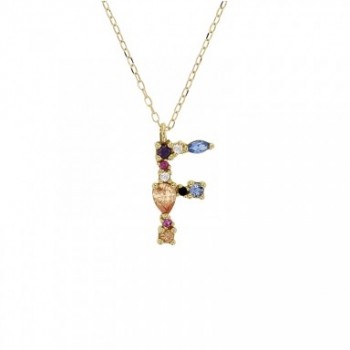 Collier initiale en Or 18K ornée d'oxydes de couleurs