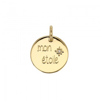 Médaille "mon étoile" avec un oxyde, plaqué or