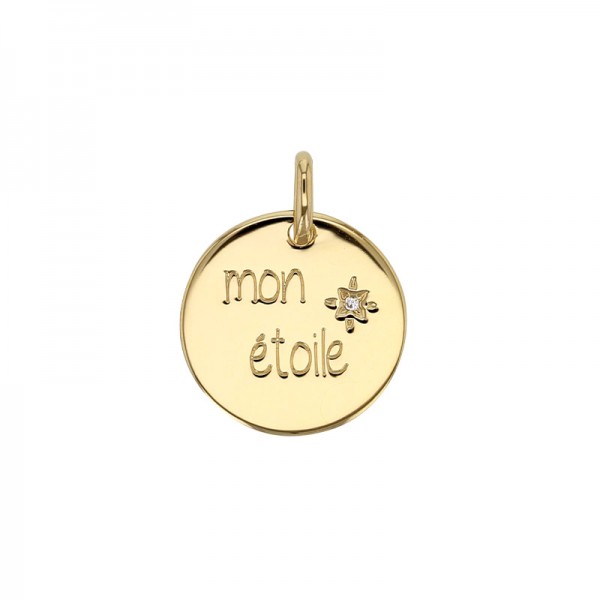 Médaille "mon étoile" avec un oxyde, plaqué or