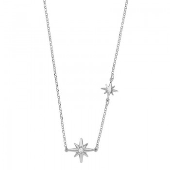 Collier "étoiles du Nord" avec oxyde, argent 925 platiné