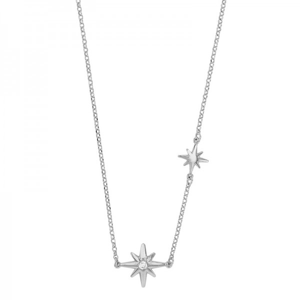 Collier "étoiles du Nord" avec oxyde, argent 925 platiné