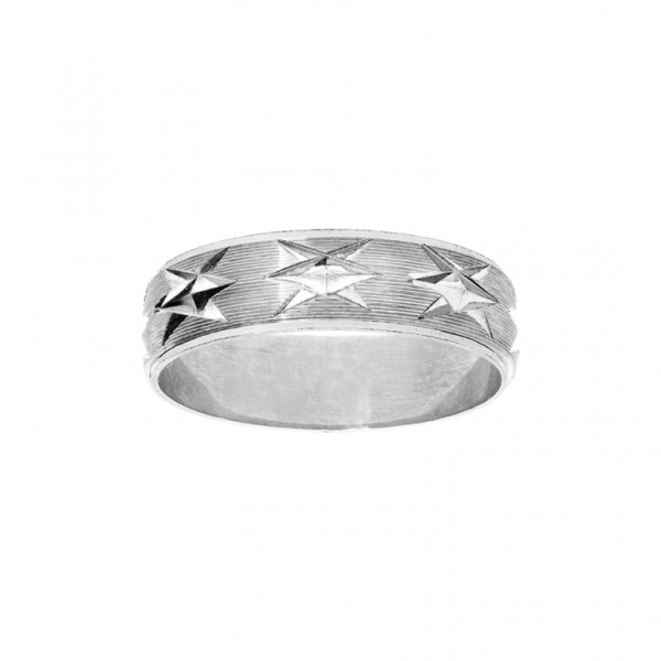 BAGUE ARGENT RHODIE 6MM DIAMANTÉE ÉTOILE