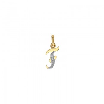 Pendentif Lettre F Or 18K et Diamant