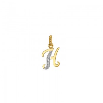 Pendentif Lettre H Or 18K et Diamant