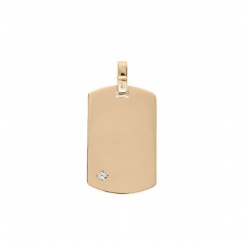 pendentif rectangulaire personnalisé homme en plaqué or avec oxyde