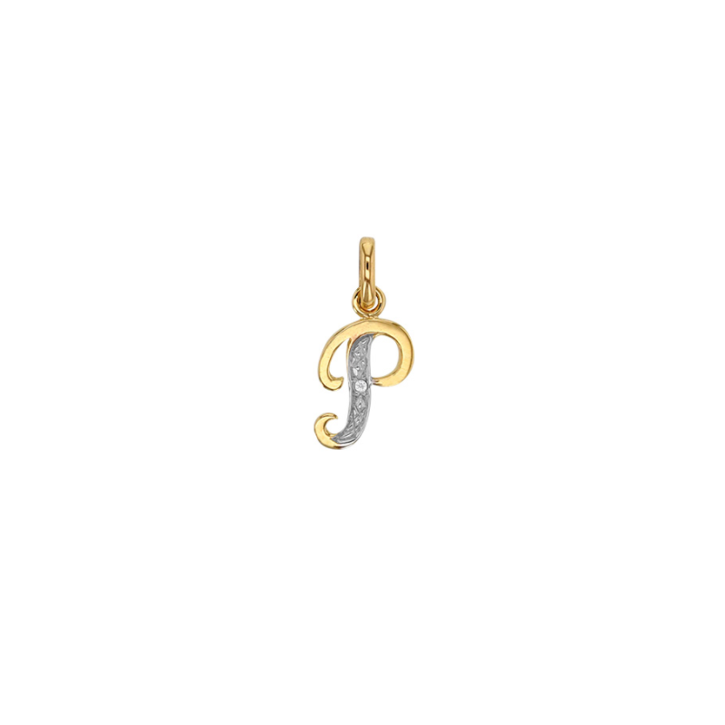pendentif initiale lettre P or 18K diamant