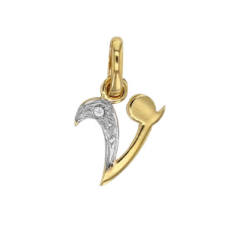 lettre v or 18 carats diamant