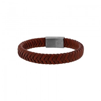 bracelet homme cuir tressé marron