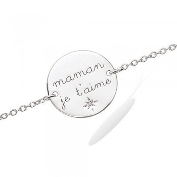 Bracelet Maman gravé "maman je t'aime" Argent et oz