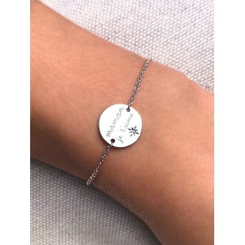 Bracelet Maman gravé "maman je t'aime" Argent et oz