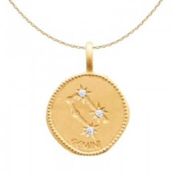 Collier avec Pendentif constellation du Gémeaux plaqué or