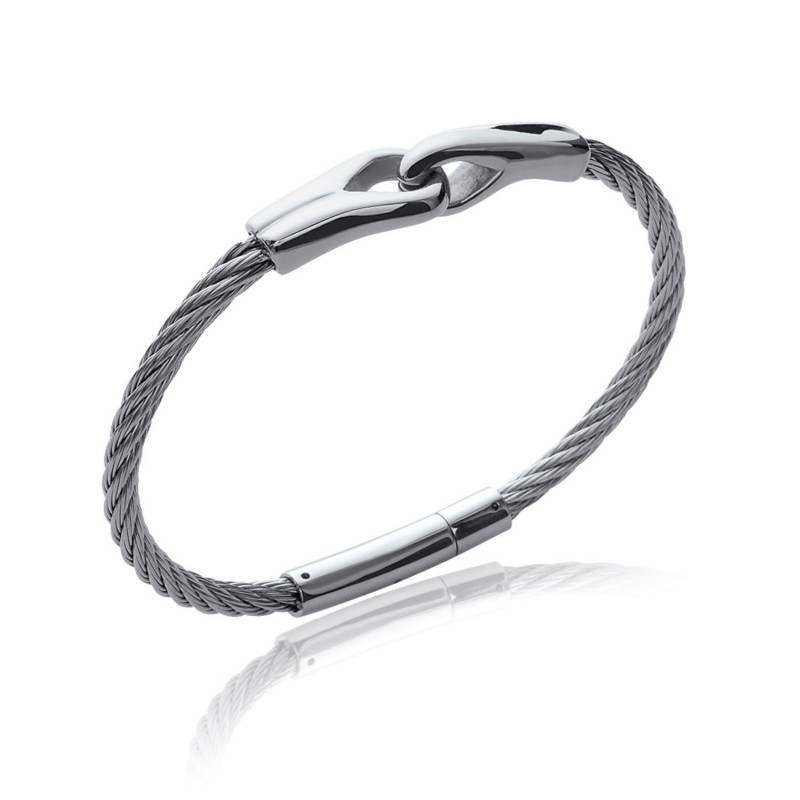 Bracelet Acier effet vielli - Jonc plat pour homme - Detail de Mode