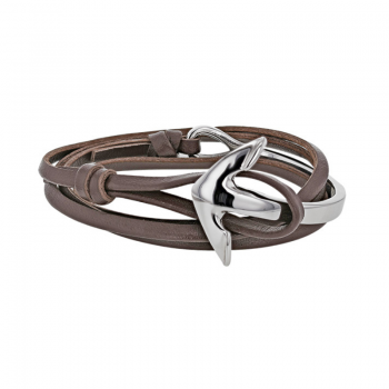 Bracelet lacet cuir ancre marine