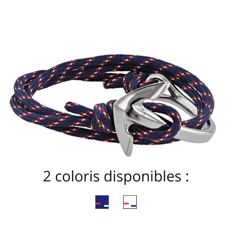 Bracelet cordon triple tour bleu Ancre Marine Bracelet cordon triple tour bleu Ancre Marine