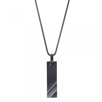 Collier Homme Pendentif à graver Rectangle Acier Bleu