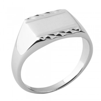 Bague chevalière en argent 925 rhodié