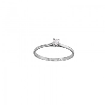 BAGUE SOLITAIRE OR BLANC 18 CARATS DIAMANT