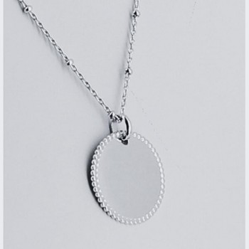 Collier médaillon perlé argent