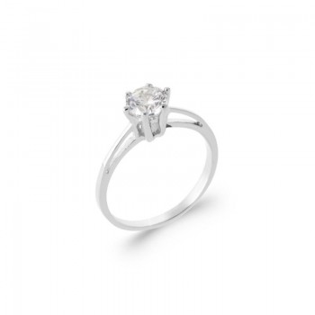 Bague solitaire Argent Oxyde Blanc