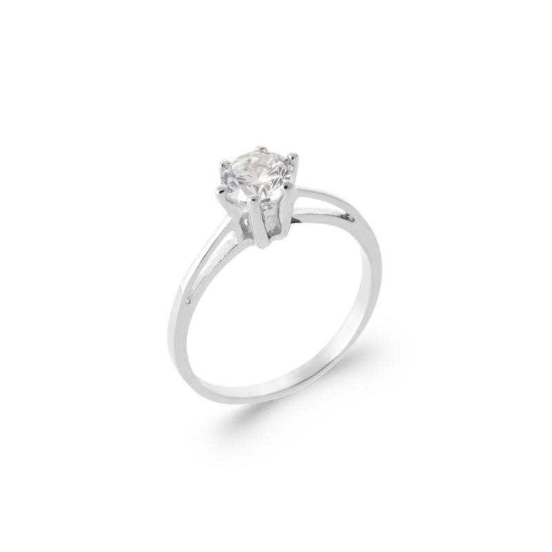 Bague solitaire Argent Oxyde Blanc