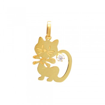 Pendentif chat or 9 carats