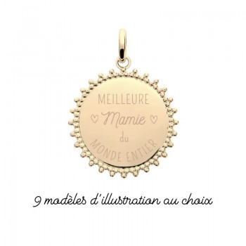 Médaille Personnalisée fête des grands mères plaqué or