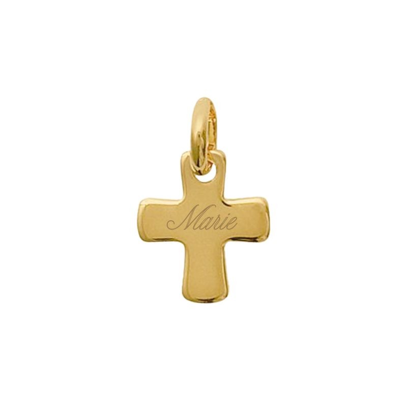 Médaille baptême croix en plaqué or à personnaliser