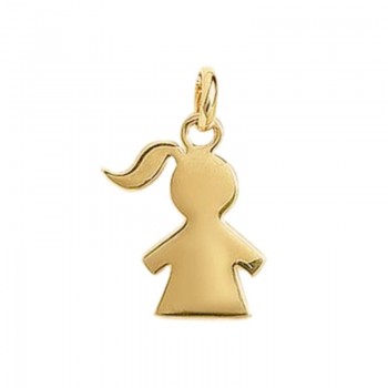 Médaille baptême silhouette fille en plaqué or