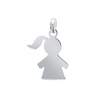 Médaille baptême silhouette fille en argent