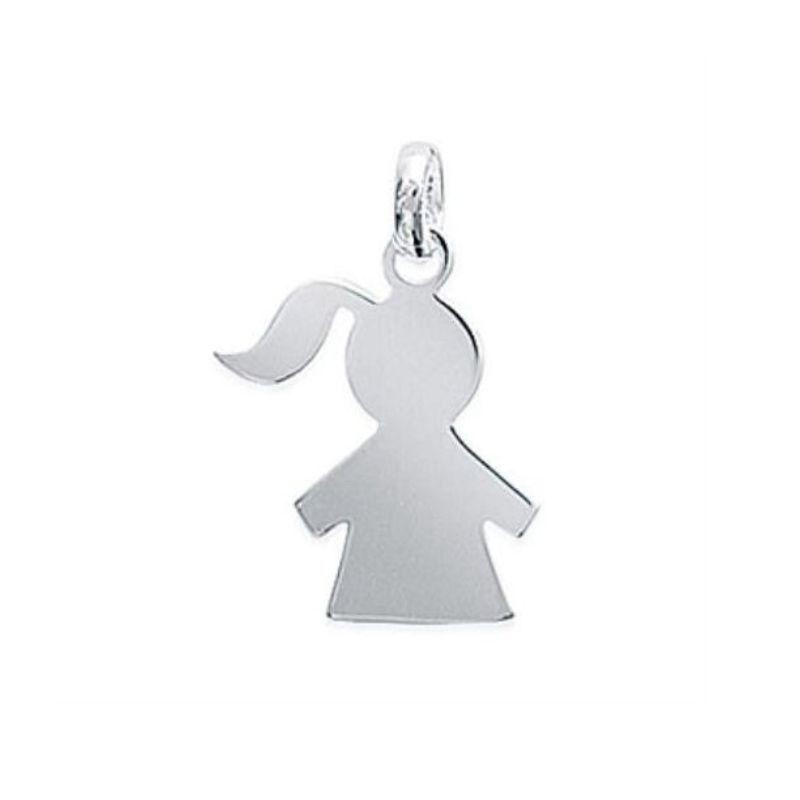 Médaille baptême silhouette fille en argent