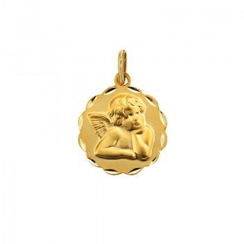 Médaille Ange or 18K avec contour travaillé