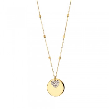 Collier médaille or jaune et coeur or blanc