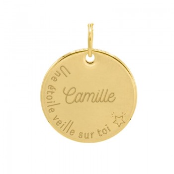 médaille une étoile veille sur toi plaqué or