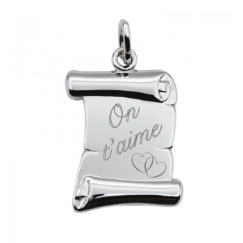 Pendentif Parchemin On t'aime Argent