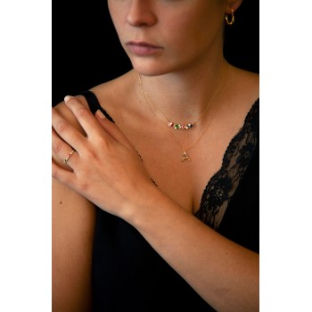 Collier lettre en Or 18K oxydes de couleurs